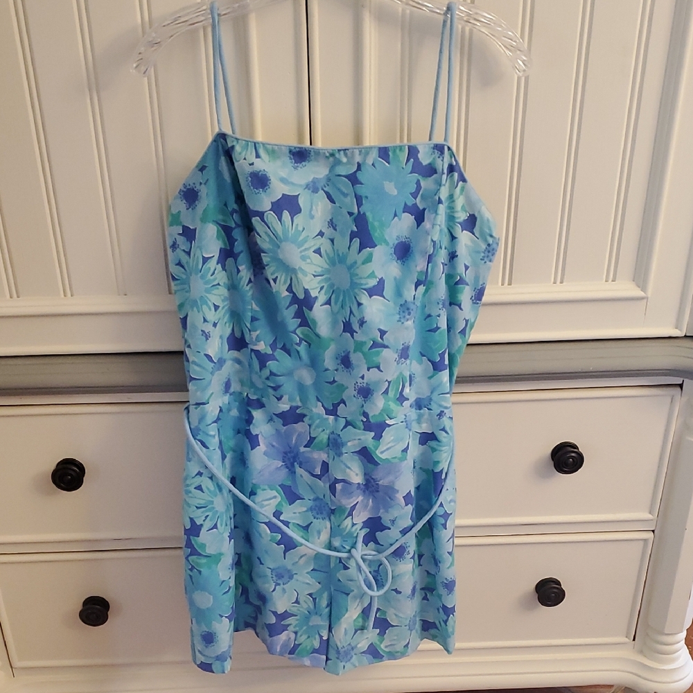 Sea Waves | Floral Blue and Green Romper